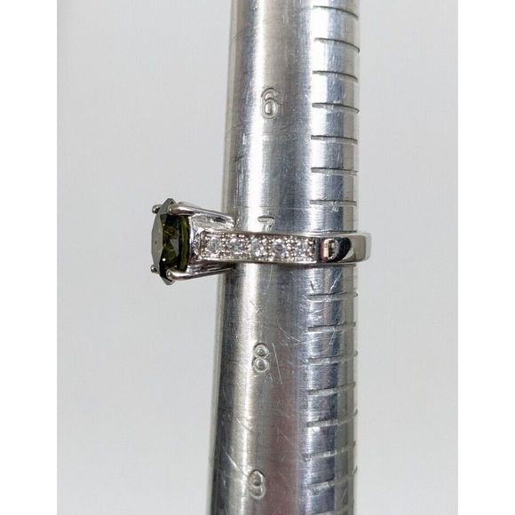 Size 7 - Green Stone 925 Sterling Silver Uncas Signed Cocktail Ring - Picture 11 of 11